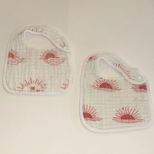 Sunrise Design Baby Bibs - Coral and White